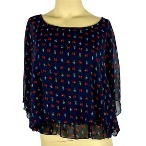 MIMI CHICA Schnauzer Floral Top Blouse Womens Medium